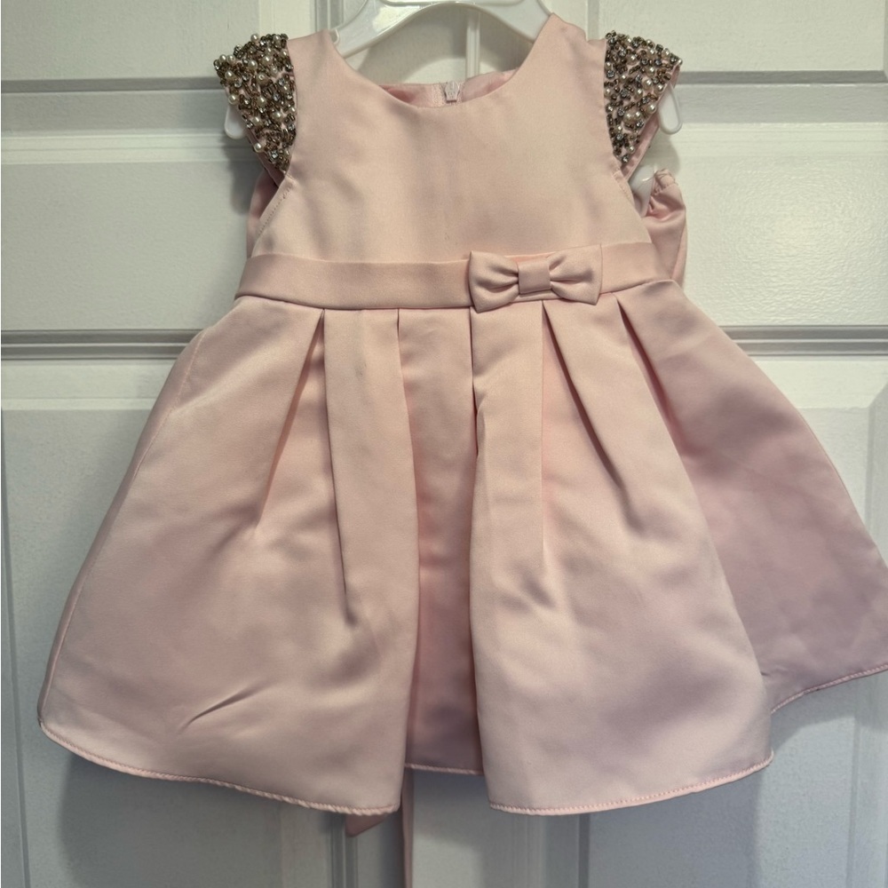 Rare Editions Pink Dress with Embellished Shoulders